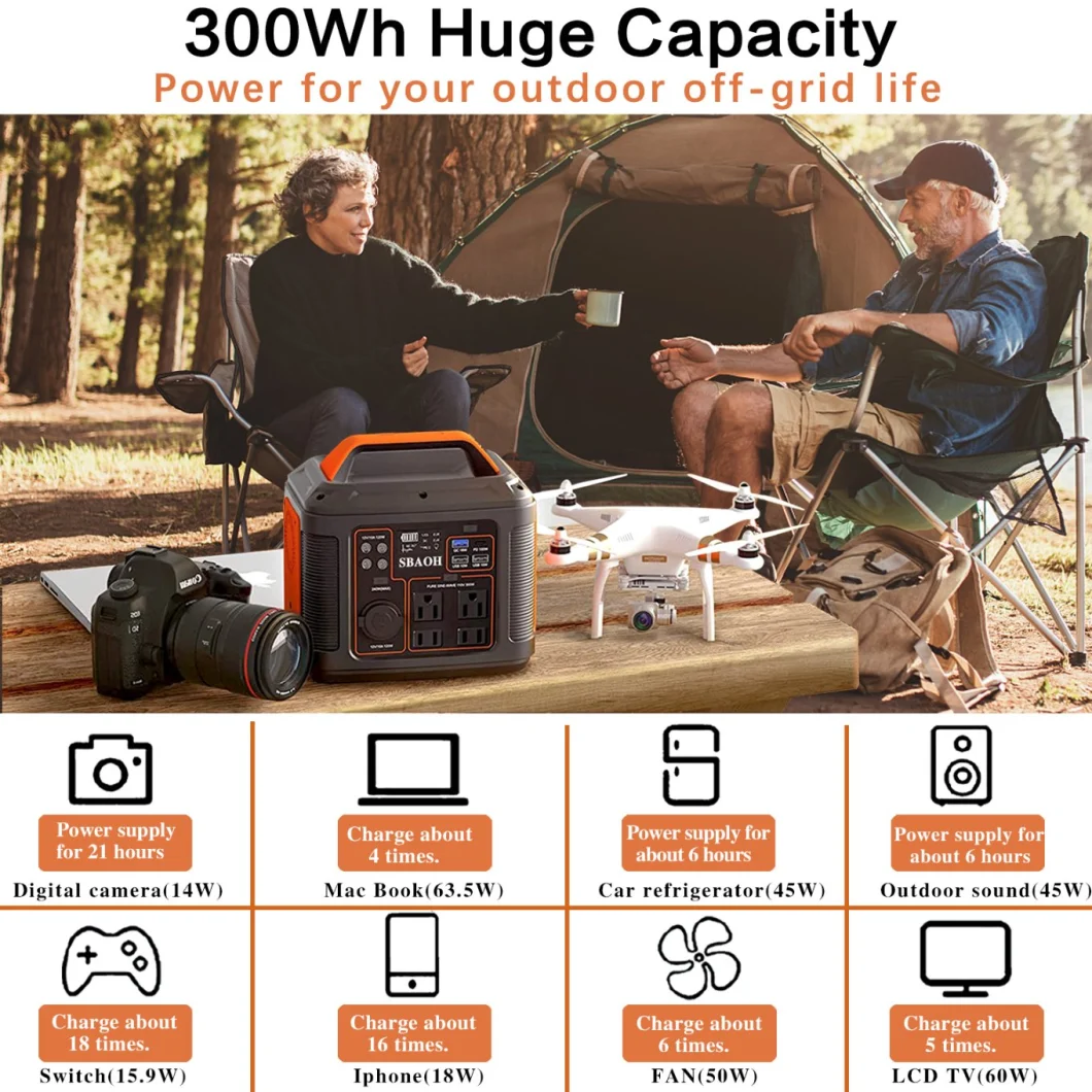 300wh Portable Power Station 80000mAh 3.7V for Emergency Power Appliance